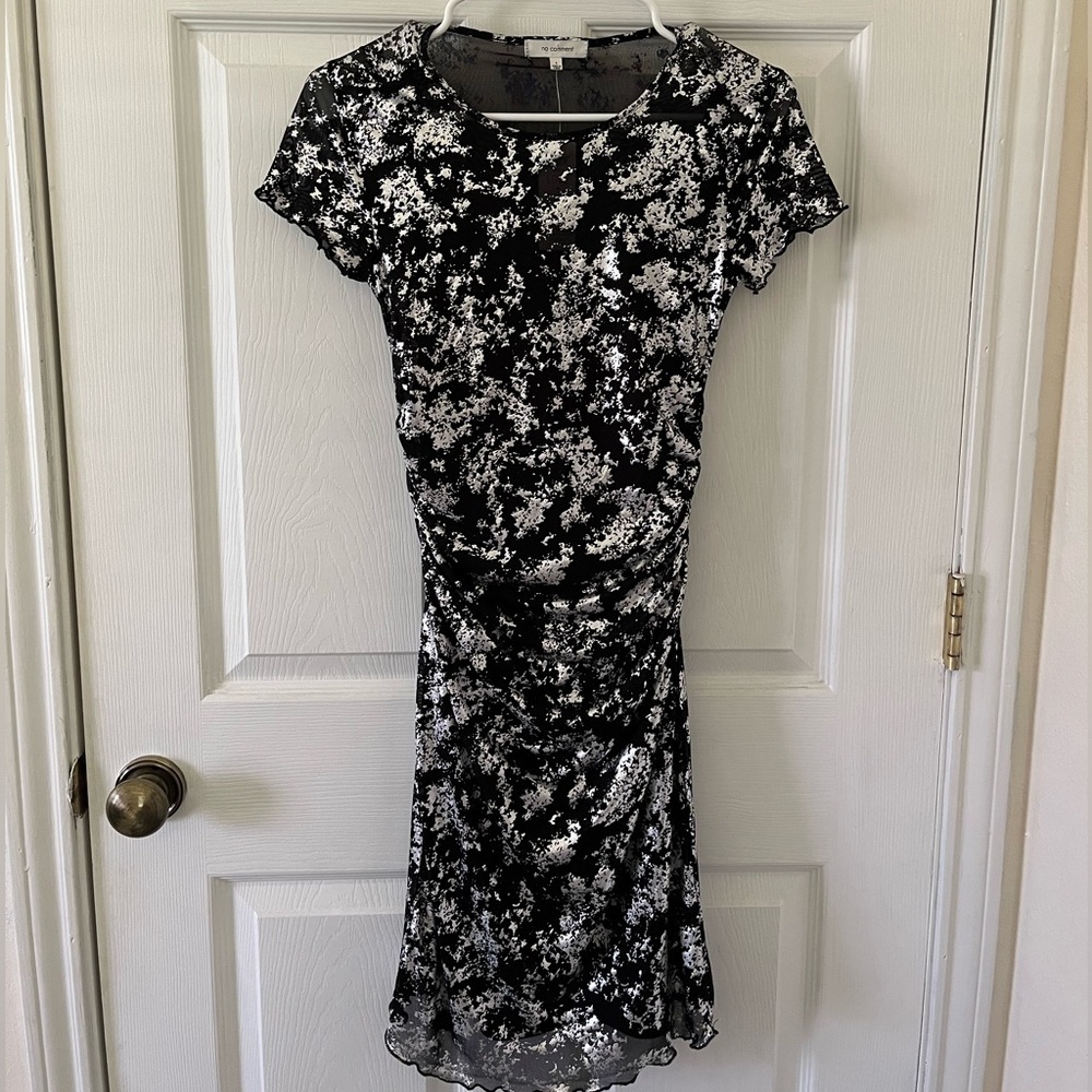 No Comment Black and Silver Patterned Dress